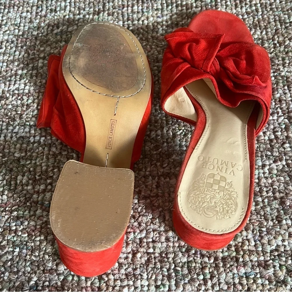 Vince Camuto Red Bow Heeled Slides Size 7.5